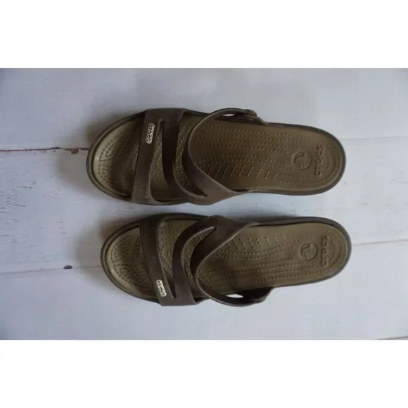 Crocs Women's Patricia Wedge Sandals in Brown - Size 8 - Picture 2 of 13